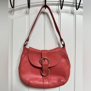 Furla Coral Leather Buckle Hobo Shoulder Bag. 9.5” by 7” by 0.5”